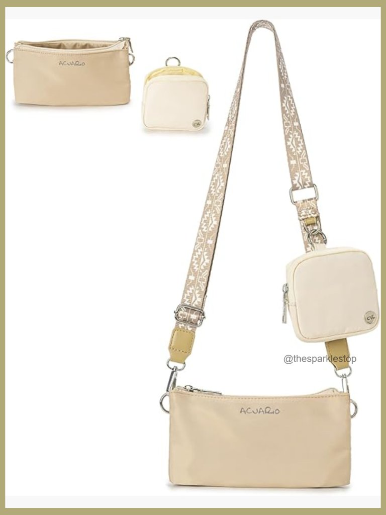 Crossbody Bag For Women Nylon Purse Multi-Pockets Waterproof Shoulder Bag Wide